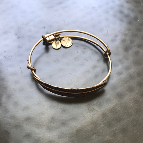 Alex and Ani feather bangle bracelet in gold - Picture 5 of 8